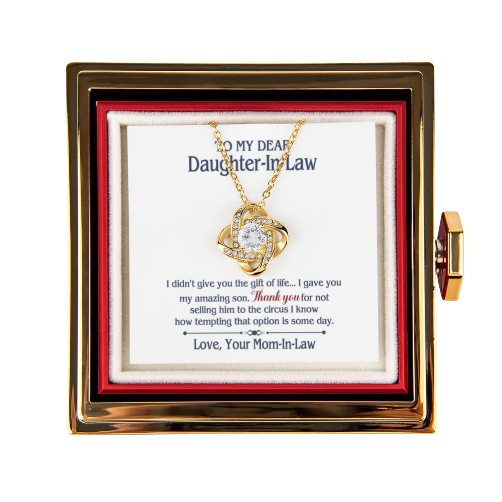 TO MY DAUGHTER IN LAW CIRCUS LOVE KNOT NECKLACE ROSE BOX GIFT SET