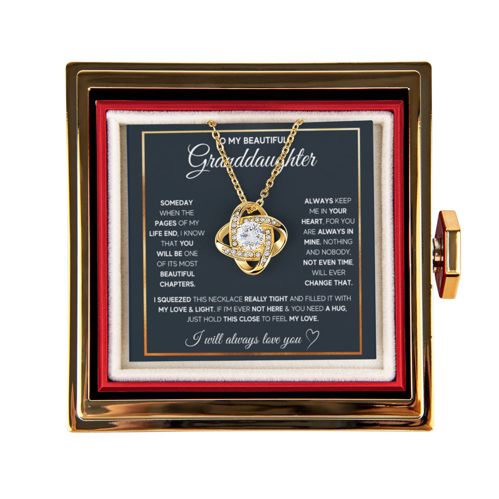 TO MY GRANDDAUGHTER SQUEEZED LOVE KNOT NECKLACE ROSE BOX GIFT SET