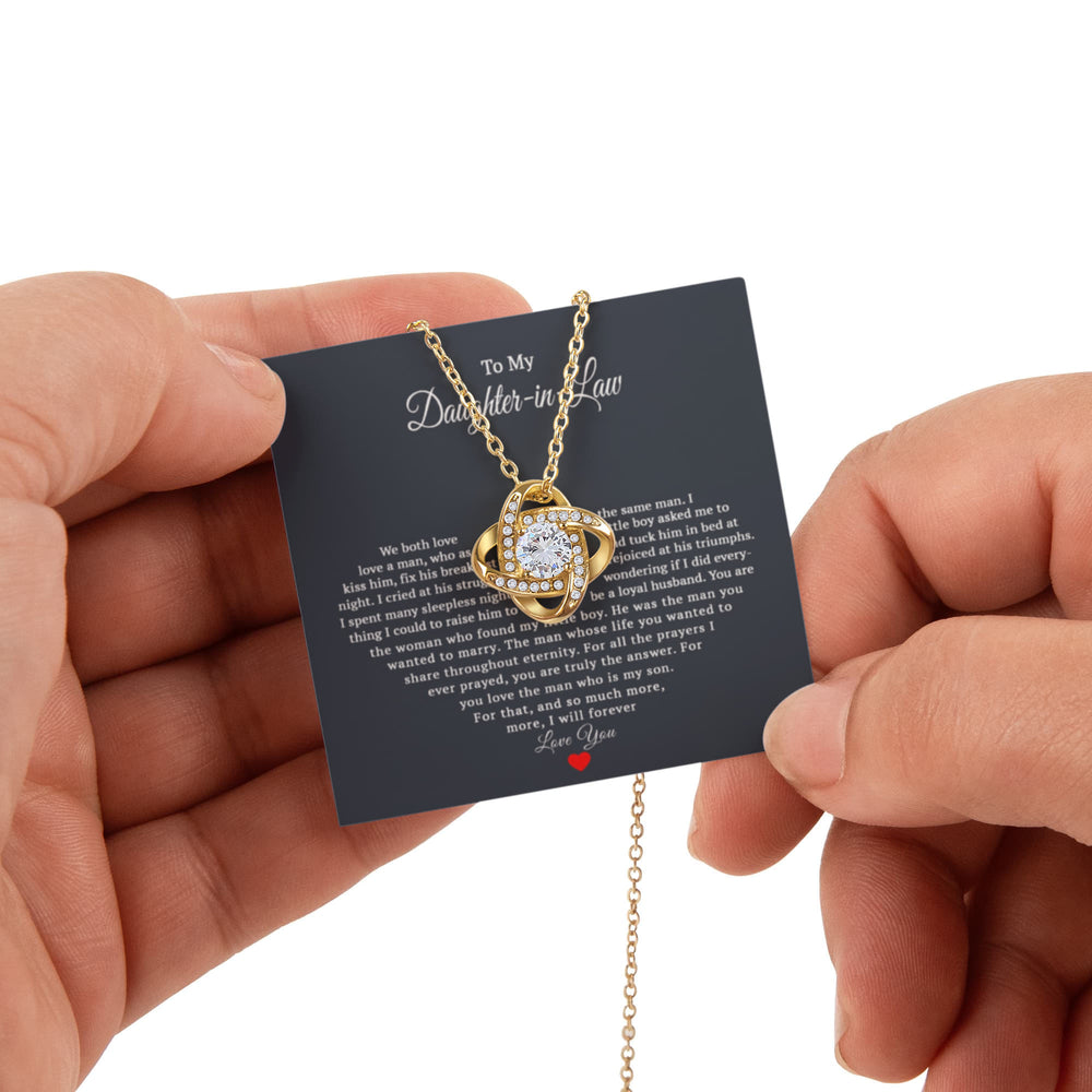 TO MY DAUGHTER IN LAW PRAYERS LOVE KNOT NECKLACE ROSE BOX GIFT SET