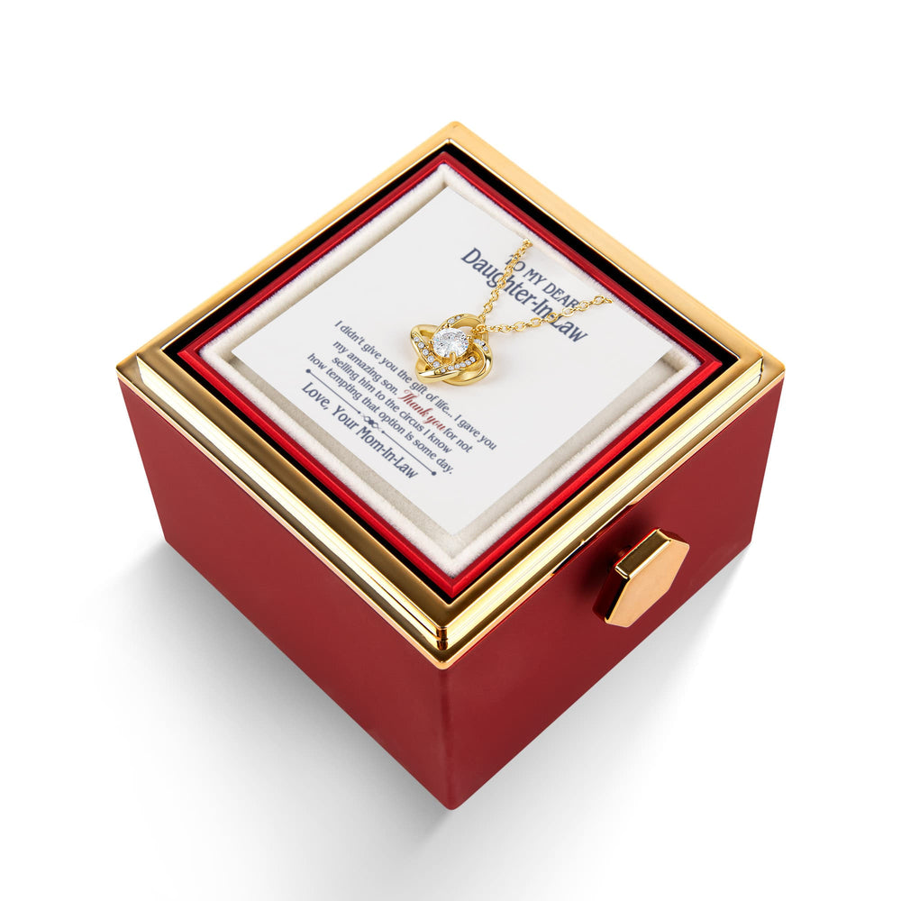 TO MY DAUGHTER IN LAW CIRCUS LOVE KNOT NECKLACE ROSE BOX GIFT SET