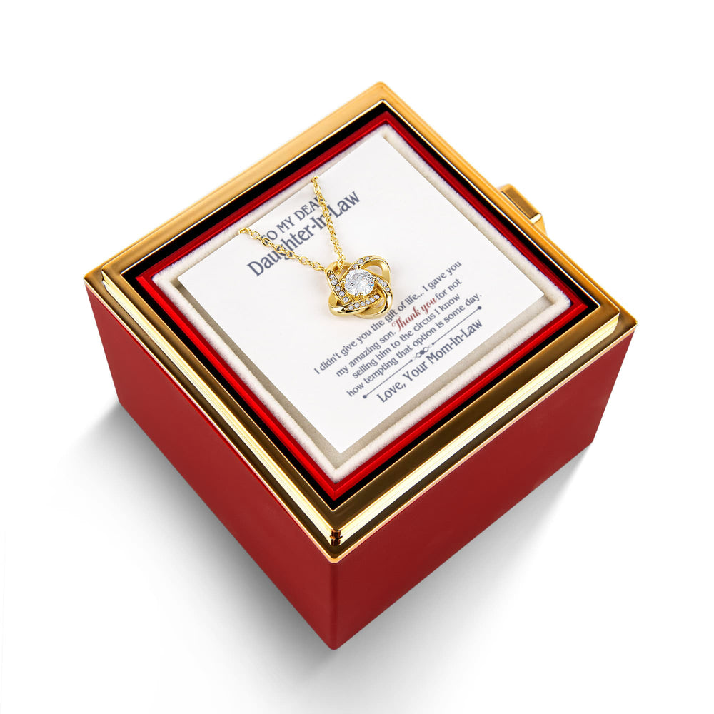 TO MY DAUGHTER IN LAW CIRCUS LOVE KNOT NECKLACE ROSE BOX GIFT SET