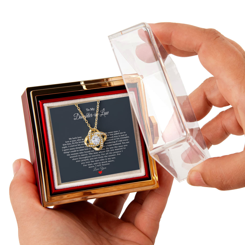 TO MY DAUGHTER IN LAW PRAYERS LOVE KNOT NECKLACE ROSE BOX GIFT SET