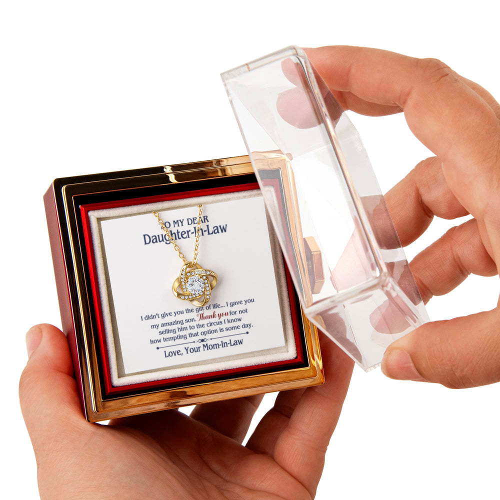 TO MY DAUGHTER IN LAW CIRCUS LOVE KNOT NECKLACE ROSE BOX GIFT SET