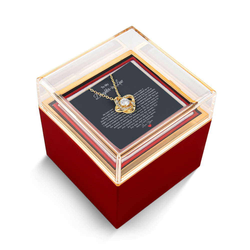 TO MY DAUGHTER IN LAW PRAYERS LOVE KNOT NECKLACE ROSE BOX GIFT SET