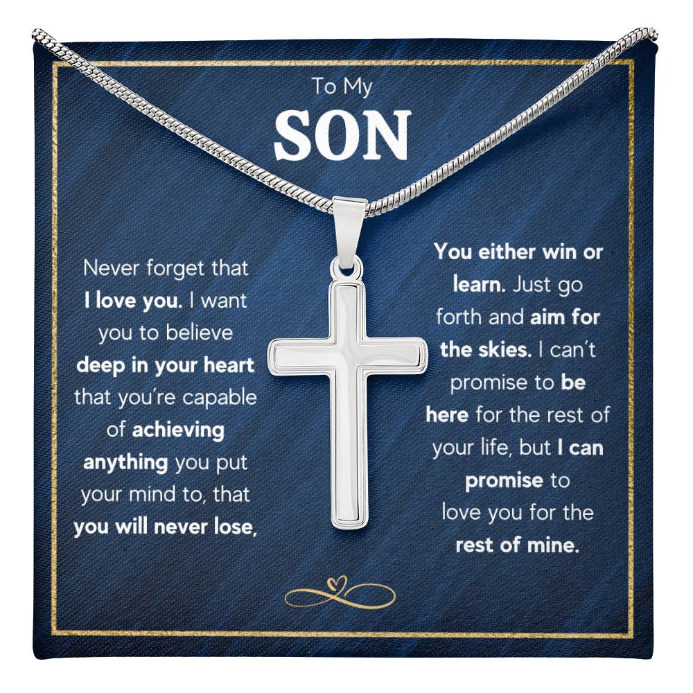 TO MY SON SKIES CROSS NECKLACE GIFT SET