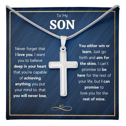 TO MY SON SKIES CROSS NECKLACE GIFT SET