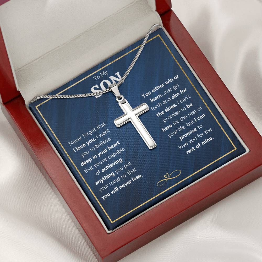 TO MY SON SKIES CROSS NECKLACE GIFT SET