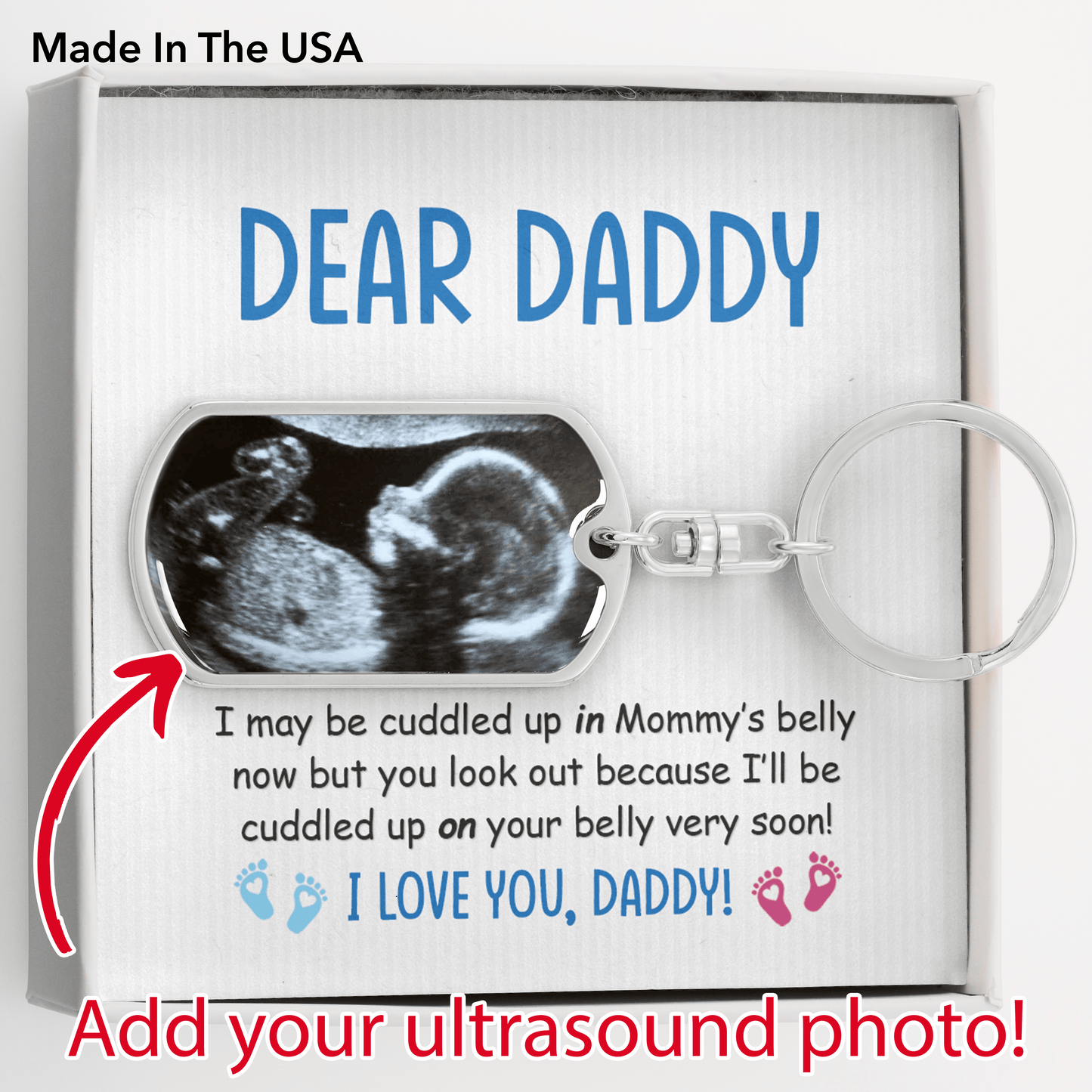 Dear Daddy, Photo Upload Dog Tag, Cuddled Up in Belly
