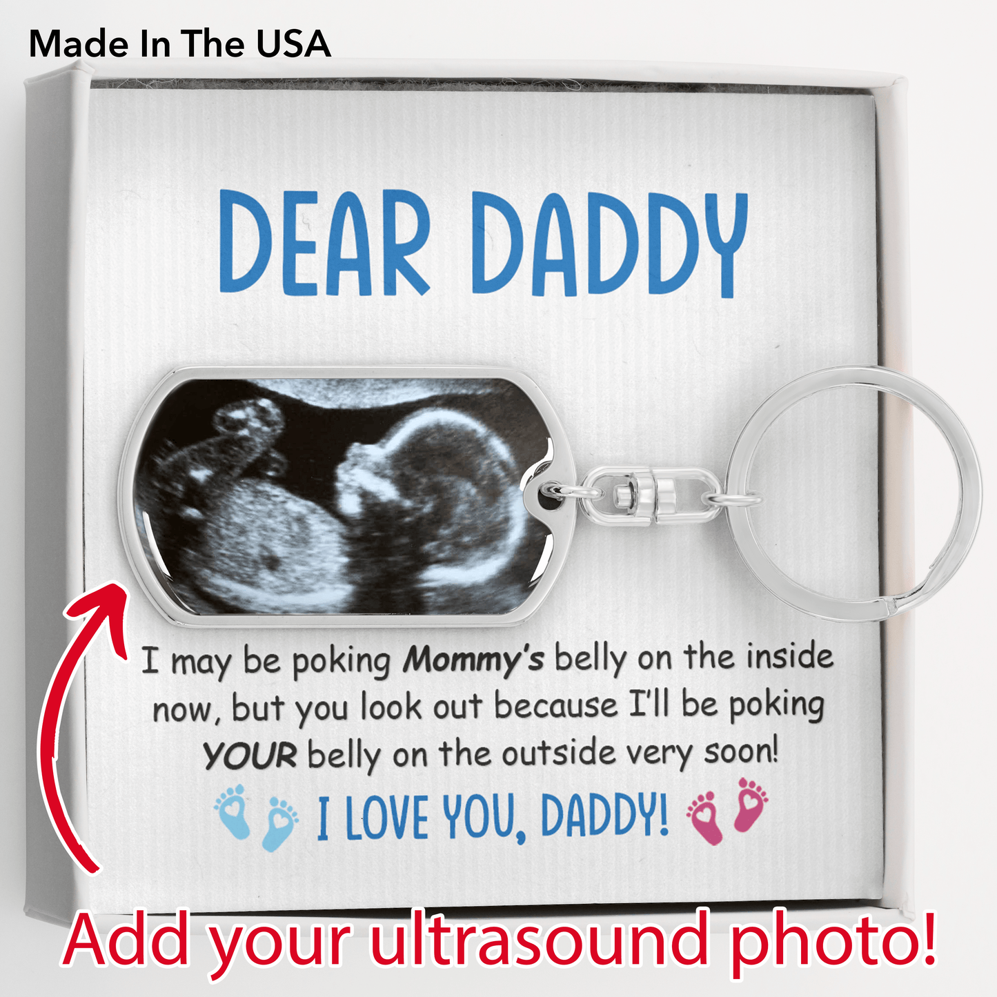 Dear Daddy, Photo Upload Dog Tag, Poking Belly
