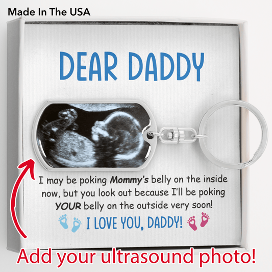 Dear Daddy, Photo Upload Dog Tag, Poking Belly