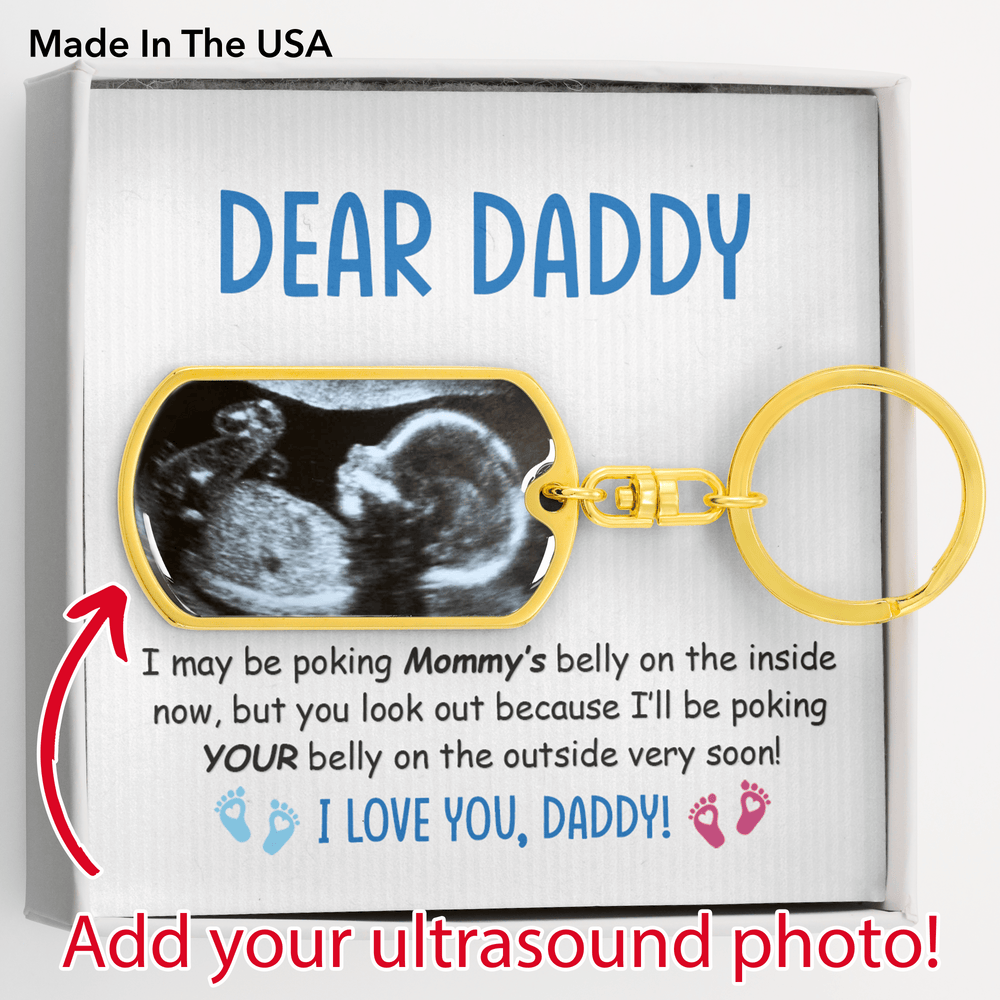 Dear Daddy, Photo Upload Dog Tag, Poking Belly