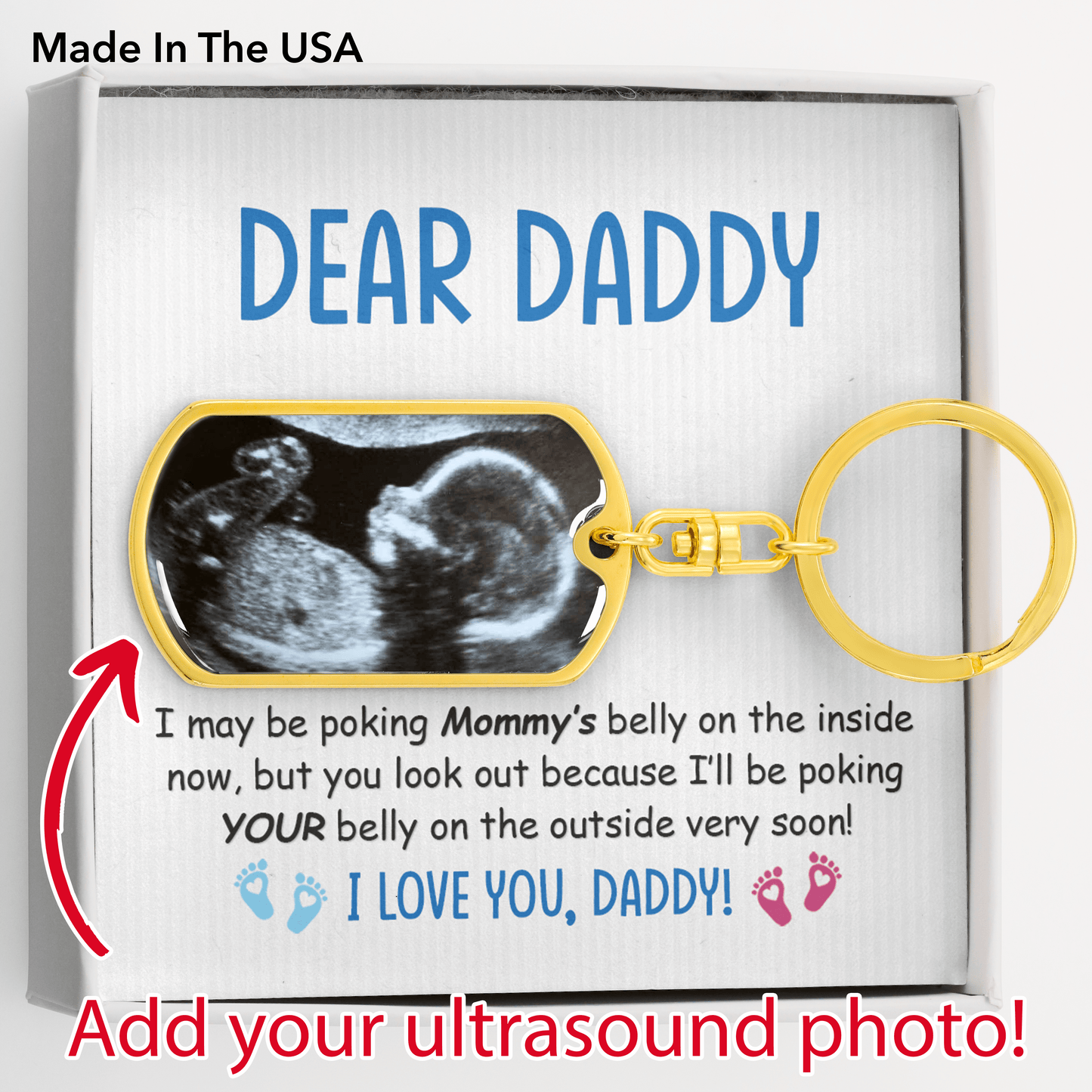 Dear Daddy, Photo Upload Dog Tag, Poking Belly