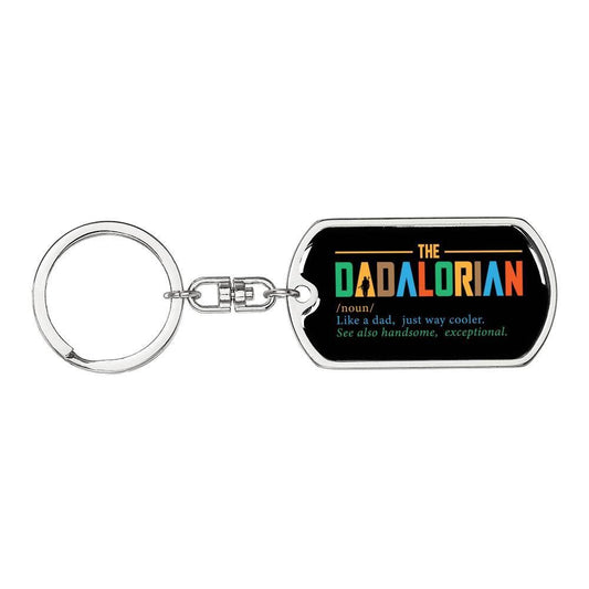The Dadalorian, High Quality Dog Tag Keychain, Engravable, Gift for Dad