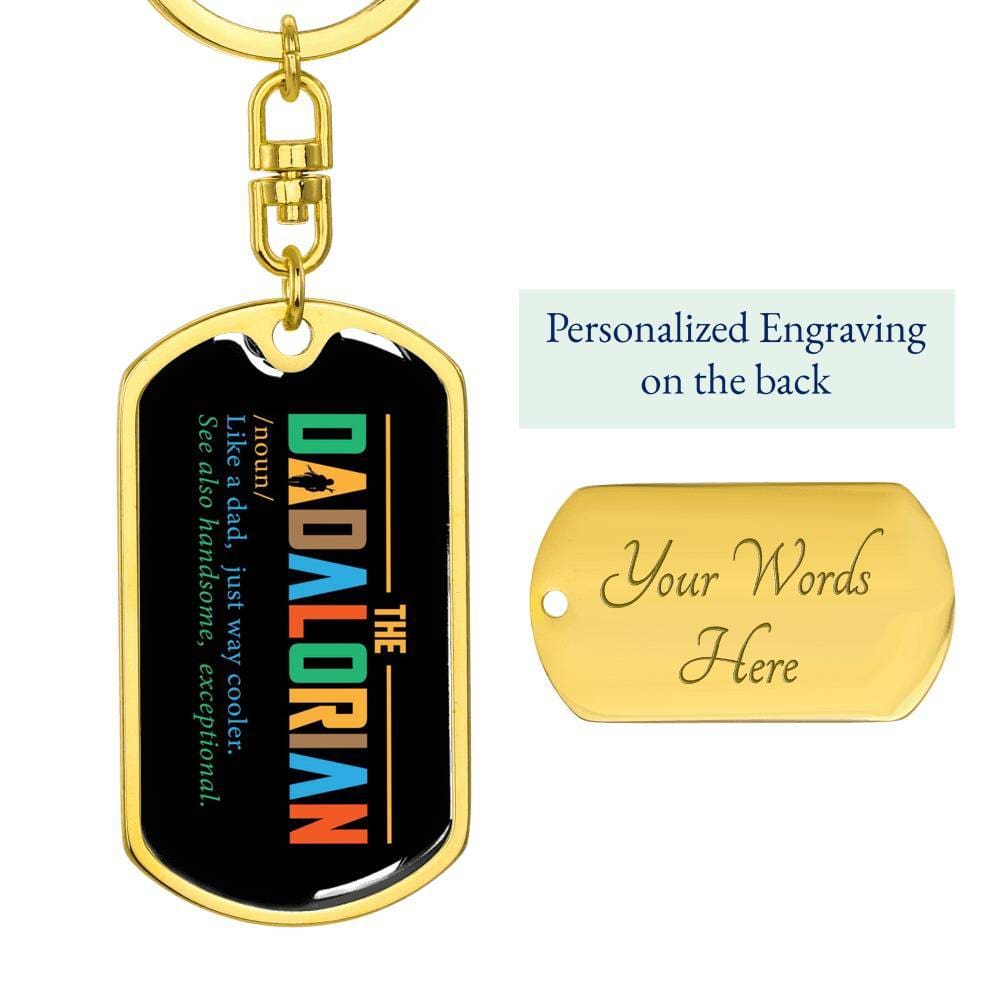The Dadalorian, High Quality Dog Tag Keychain, Engravable, Gift for Dad