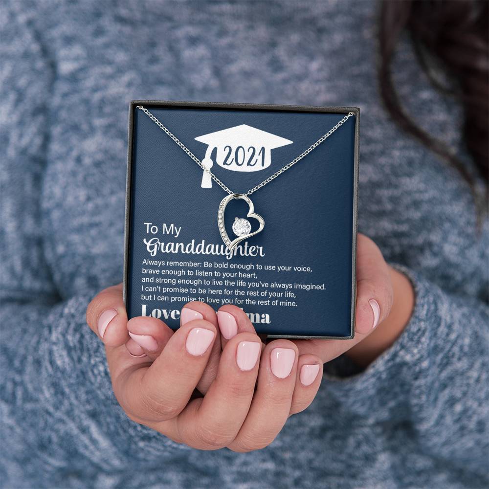 Graduation 2021, To Granddaughter, Heart Necklace, Always Remember