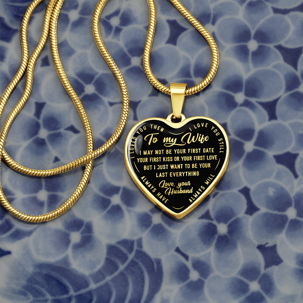 TO MY WIFE LAST EVERYTHING HEART NECKLACE GIFT SET