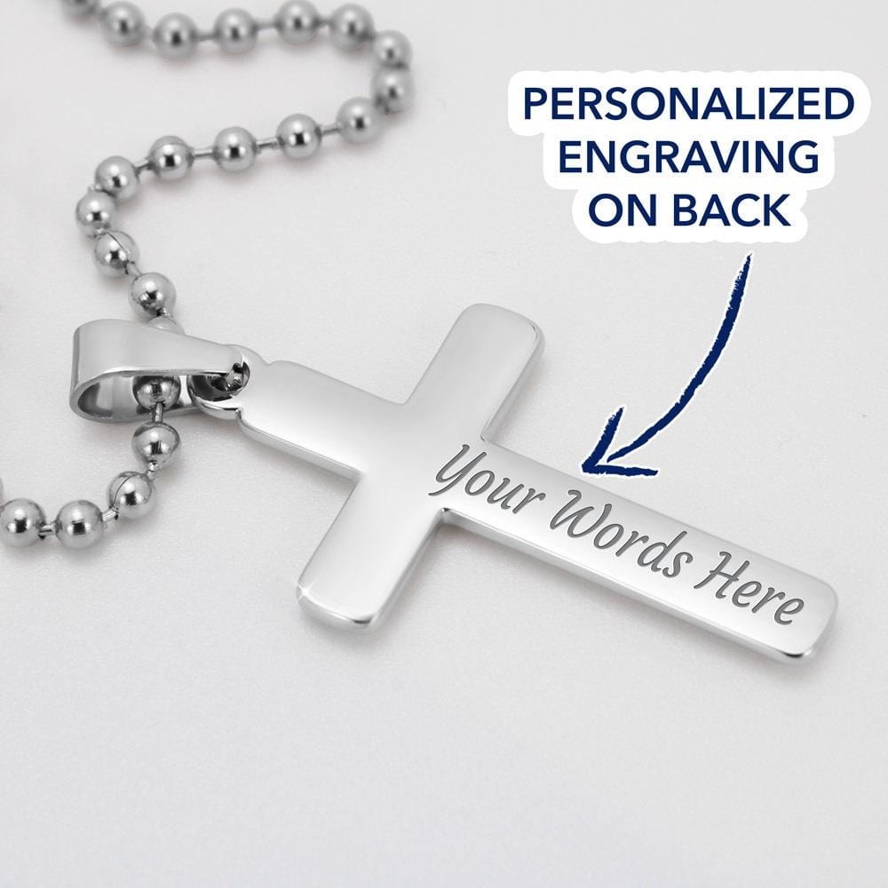 Stand for the Flag Kneel for the Cross, Engraved Cross Necklace