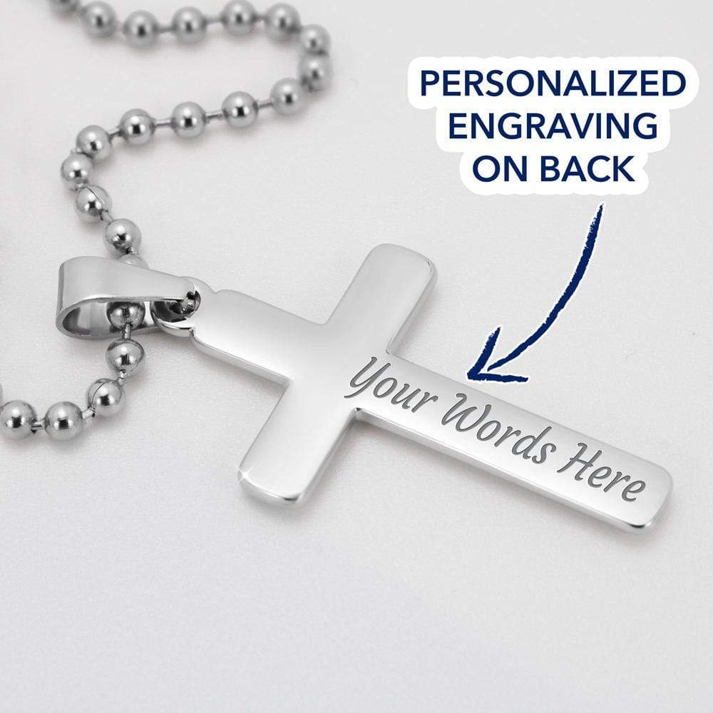 Viking Dad, From Son, I Am Because You Are, Engraved Cross Necklace