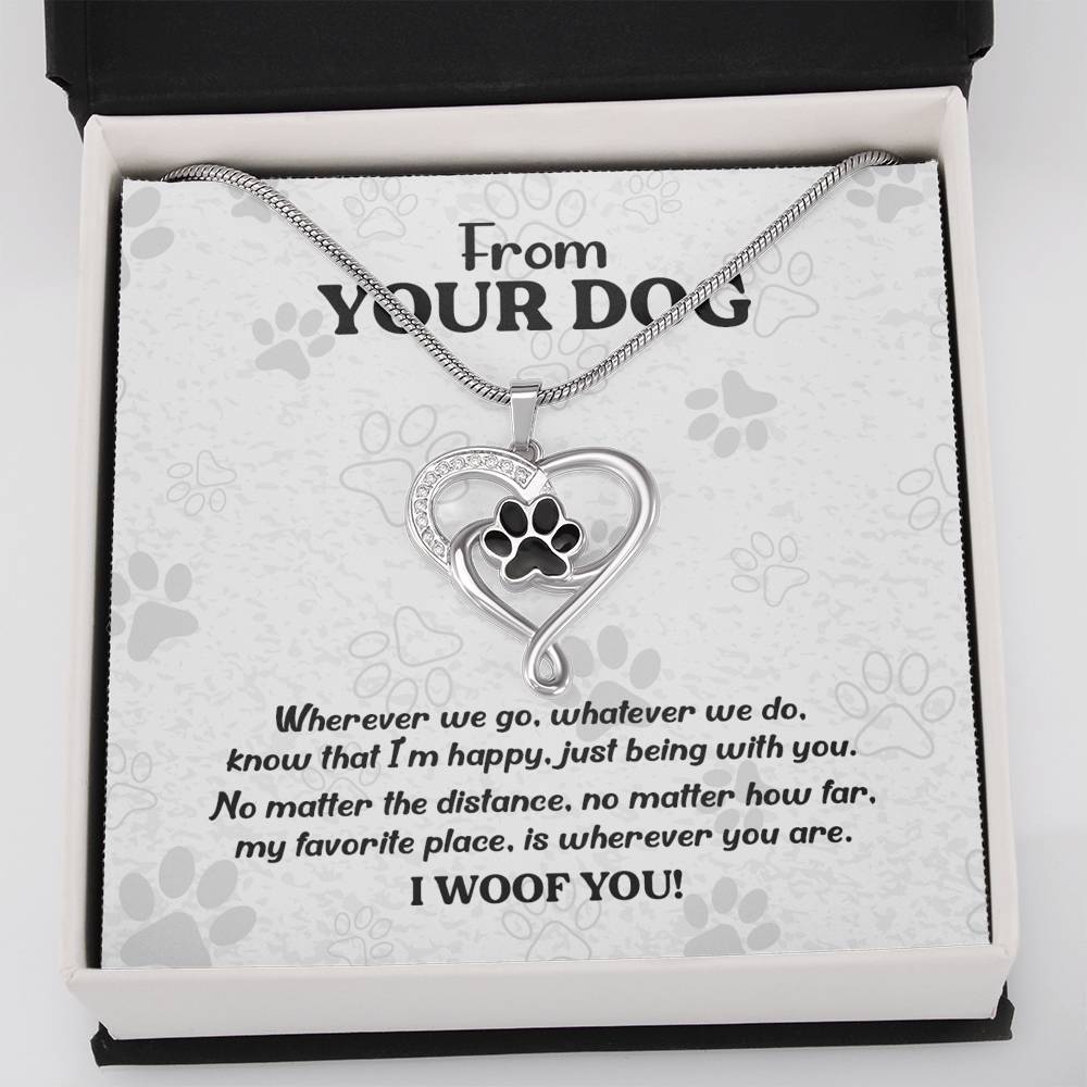 From Your Dog, Wherever We Go, Pet Paw Heart Necklace