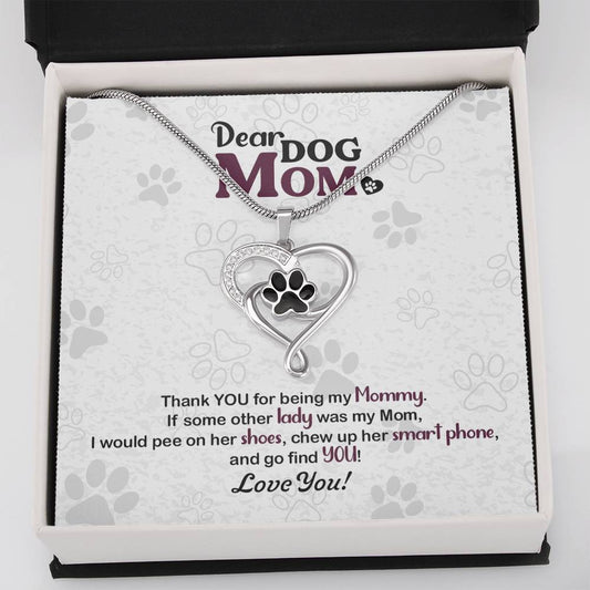 Dog Mom, Thanks You, Pet Paw Heart Necklace
