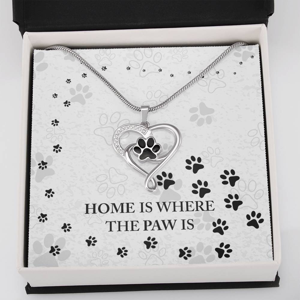 Home is Where the Paw, Pet Paw Heart Necklace