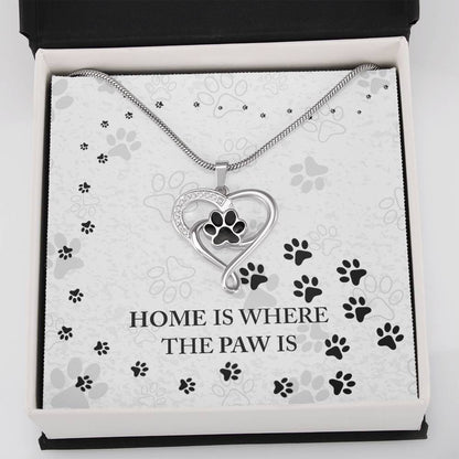 Home is Where the Paw, Pet Paw Heart Necklace