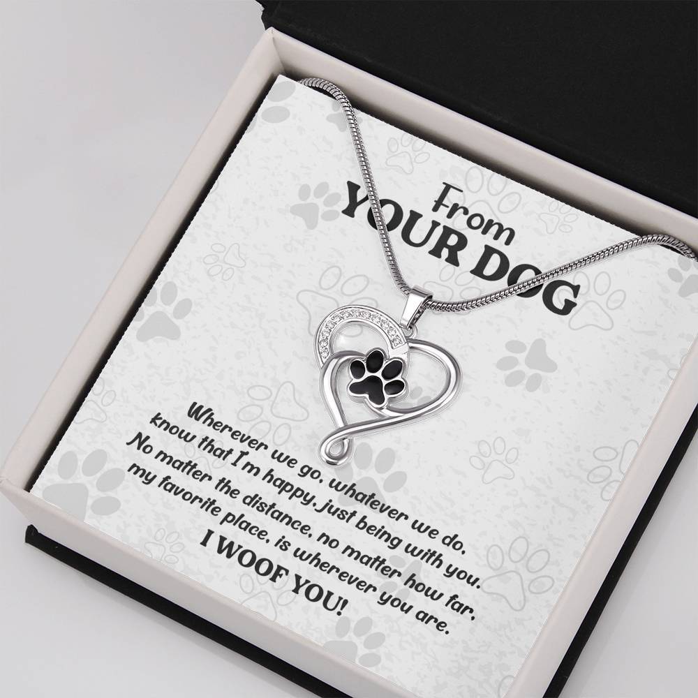 From Your Dog, Wherever We Go, Pet Paw Heart Necklace