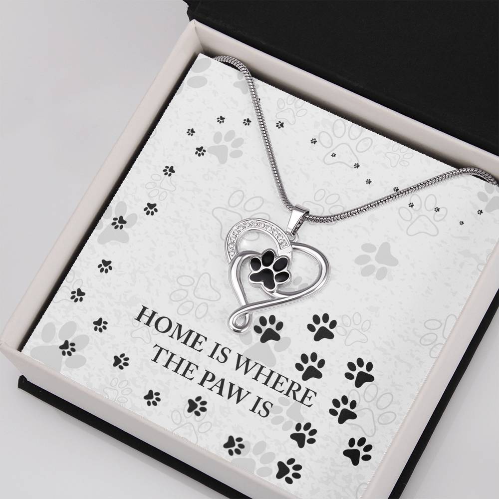 Home is Where the Paw, Pet Paw Heart Necklace