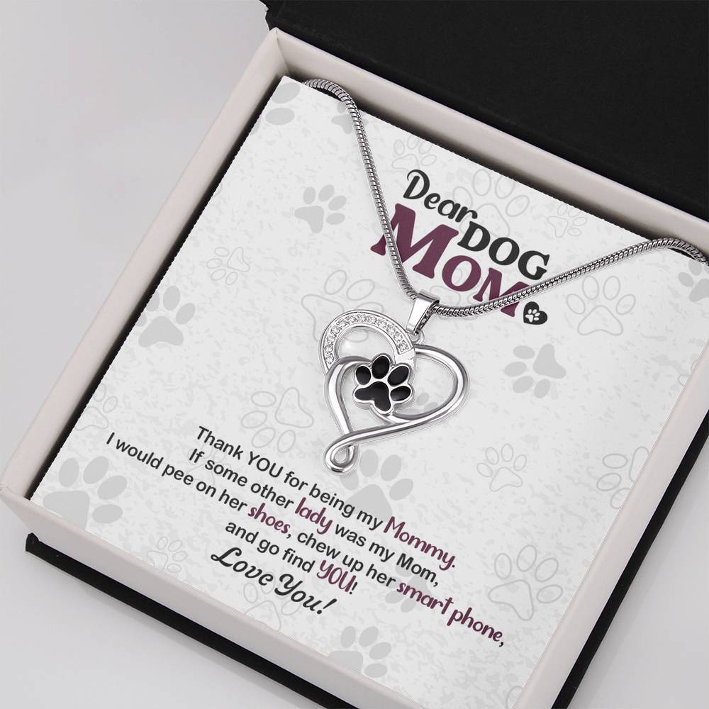 Dog Mom, Thanks You, Pet Paw Heart Necklace