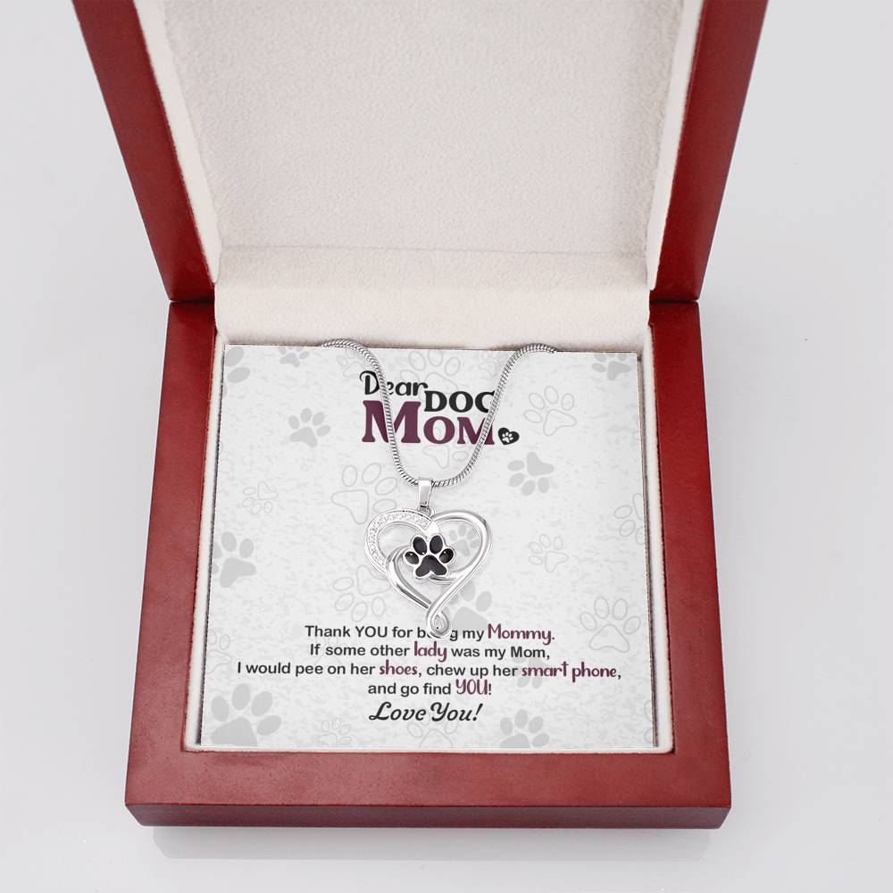 Dog Mom, Thanks You, Pet Paw Heart Necklace