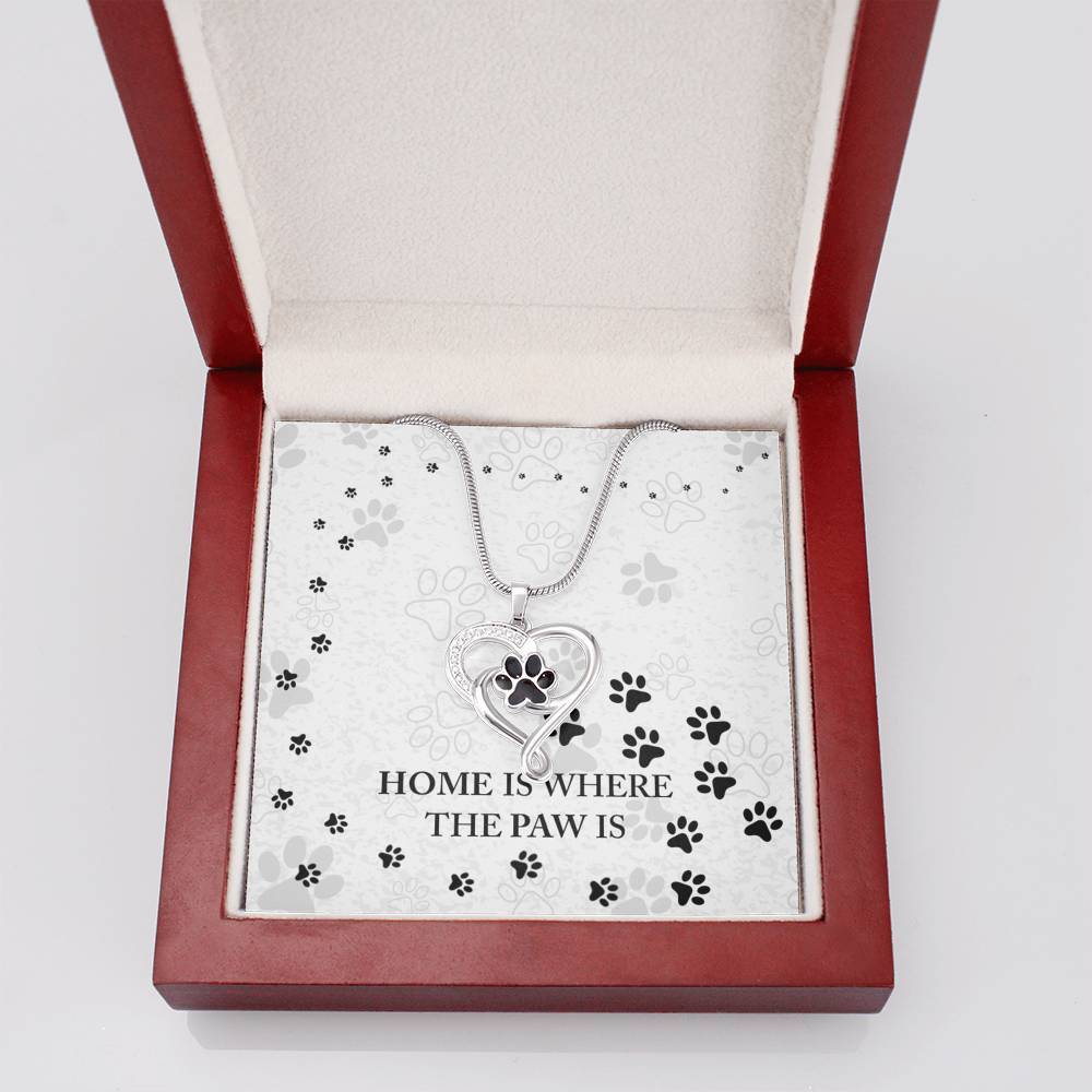 Home is Where the Paw, Pet Paw Heart Necklace