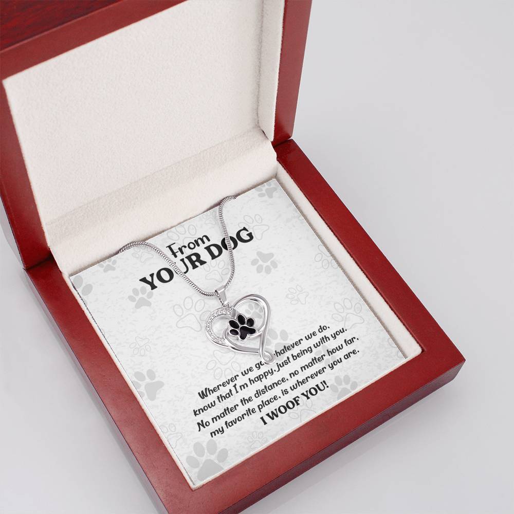 From Your Dog, Wherever We Go, Pet Paw Heart Necklace