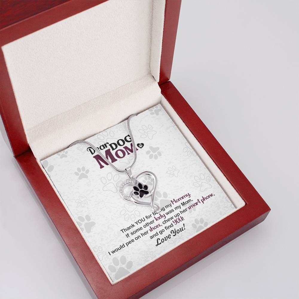 Dog Mom, Thanks You, Pet Paw Heart Necklace