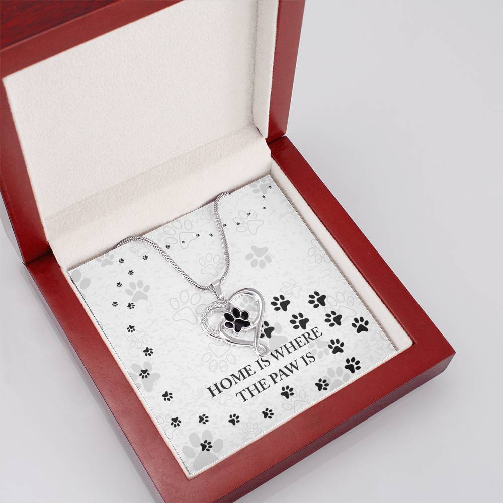 Home is Where the Paw, Pet Paw Heart Necklace