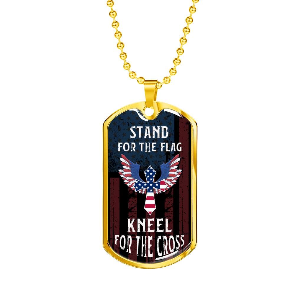 Stand For The Flag Kneel For The Cross, Dog Tag Necklace