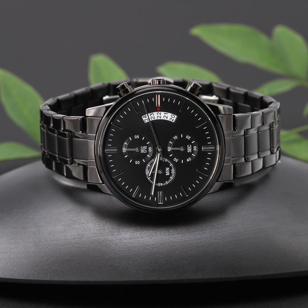 Men's Watch, To Biking Dad, Biker Dad Cooler, Charcoal Black, Gift Watch