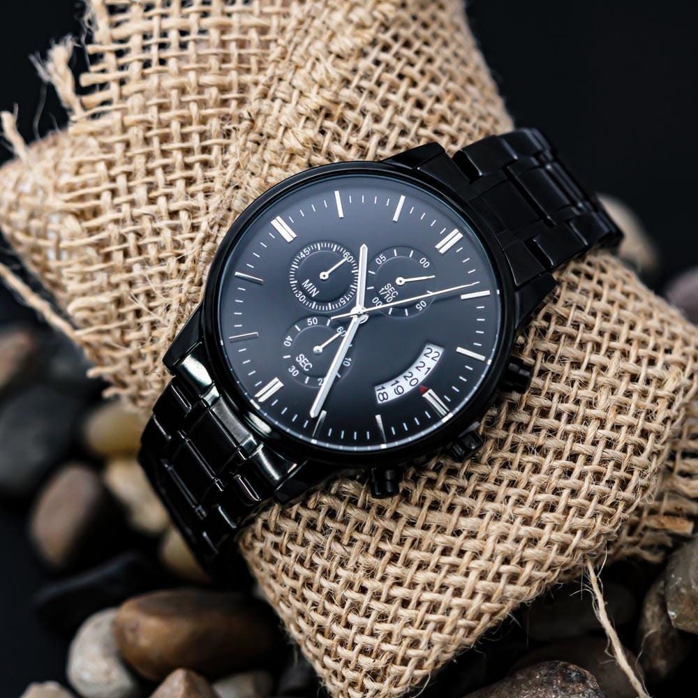 Men's Watch, To Biking Dad, Biker Dad Cooler, Charcoal Black, Gift Watch