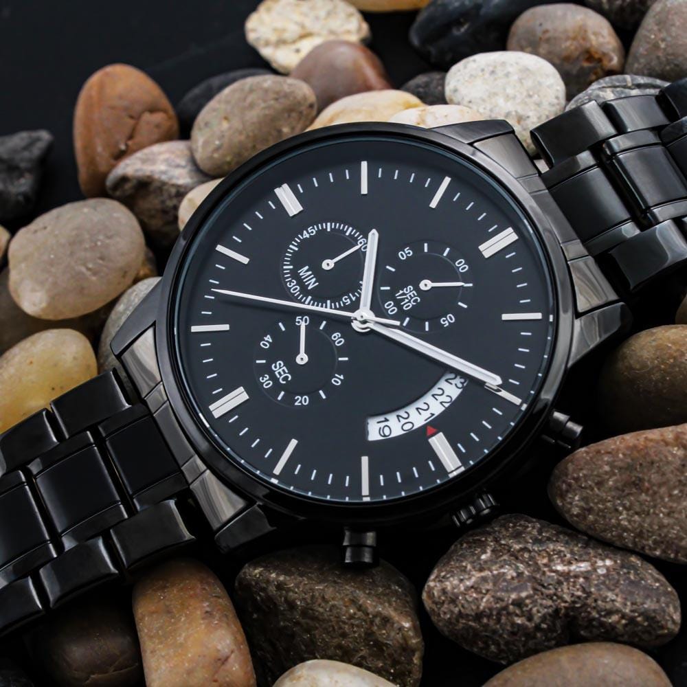 Men's Watch, To Hunting Dad, Best Bucking Dad Ever, Charcoal Black, Gift Watch