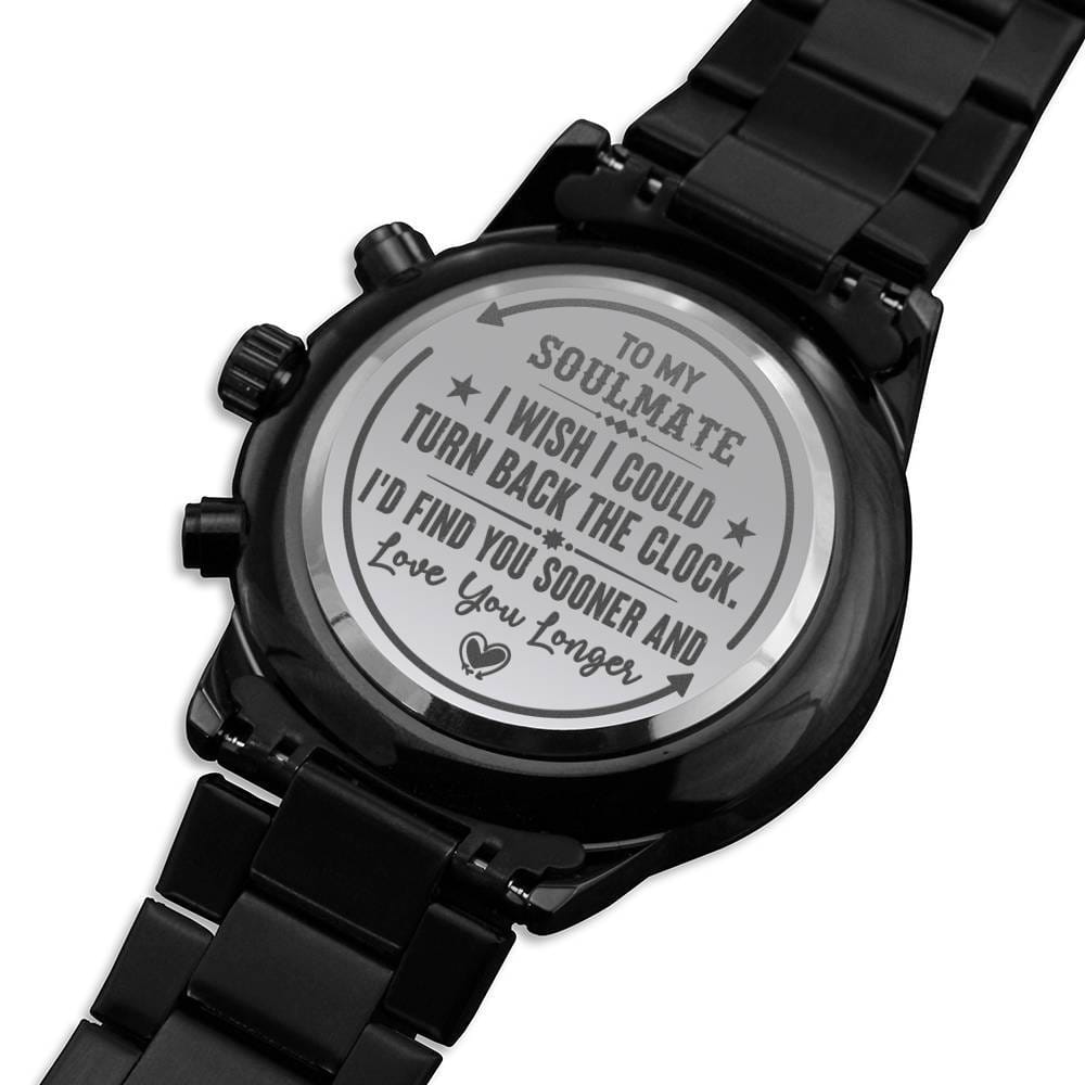 Men's Watch, To Soulmate, Turn Back the Clock, Charcoal Black, Gift Watch