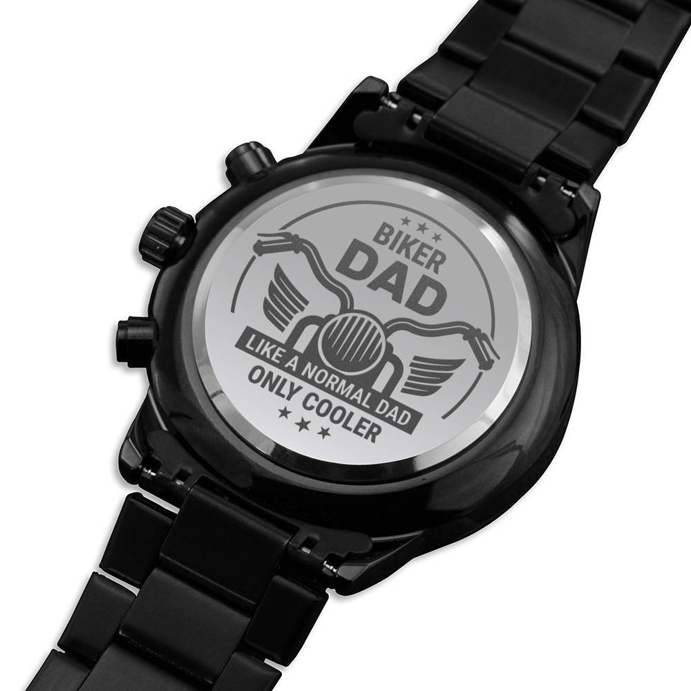Men's Watch, To Biking Dad, Biker Dad Cooler, Charcoal Black, Gift Watch