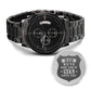 Men's Engraved Watch, We've Got Your Six, Charcoal Black, Gift Watch