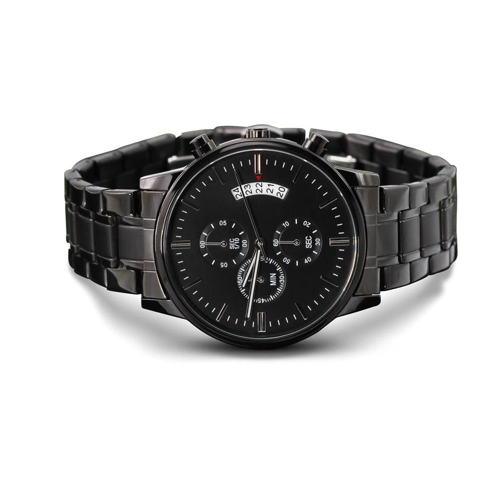 Men's Watch, To Biking Dad, Biker Dad Cooler, Charcoal Black, Gift Watch