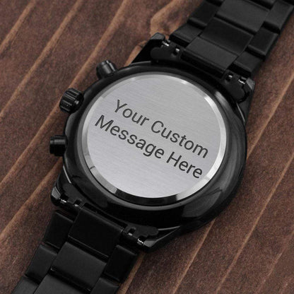 Men's Engraved Watch, Charcoal Black, Gift Watch