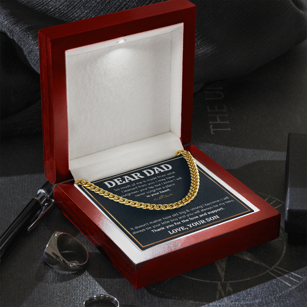 DEAR DAD OUTGROWN CUBAN LINK CHAIN NECKLACE GIFT SET