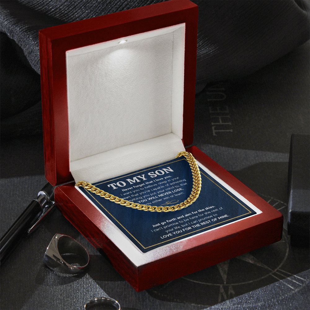 TO MY SON SKIES CUBAN LINK CHAIN NECKLACE GIFT SET