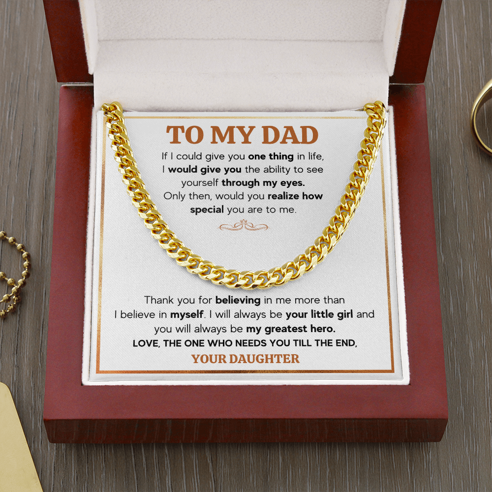 TO MY DAD TILL THE END CUBAN LINK CHAIN NECKLACE GIFT SET