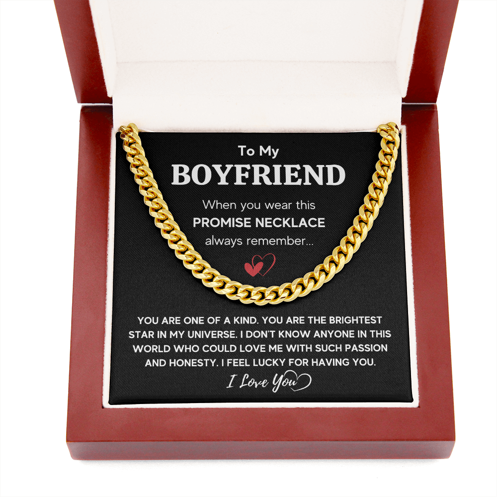 TO MY BOYFRIEND UNIVERSE CUBAN LINK CHAIN NECKLACE GIFT SET