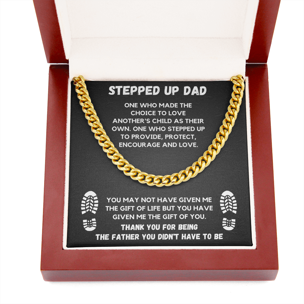 STEPPED UP DAD CUBAN LINK CHAIN NECKLACE GIFT SET