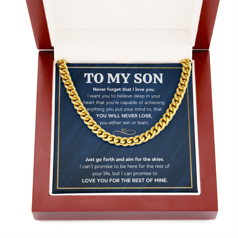 TO MY SON SKIES CUBAN LINK CHAIN NECKLACE GIFT SET