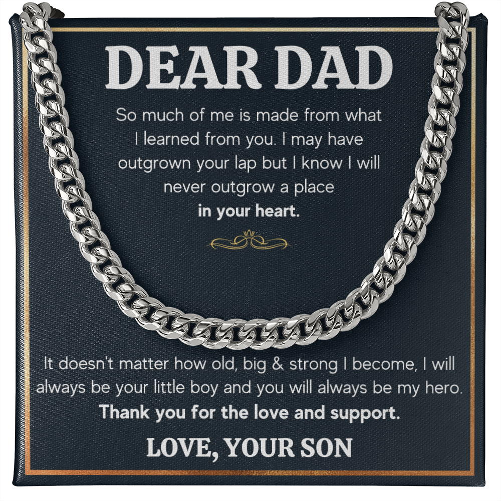 DEAR DAD OUTGROWN CUBAN LINK CHAIN NECKLACE GIFT SET